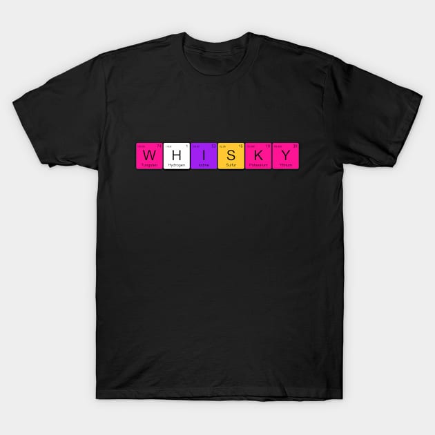 Whiskey PT Periodic Table W-H-I-S-K-Y Color T-Shirt by Jennifer